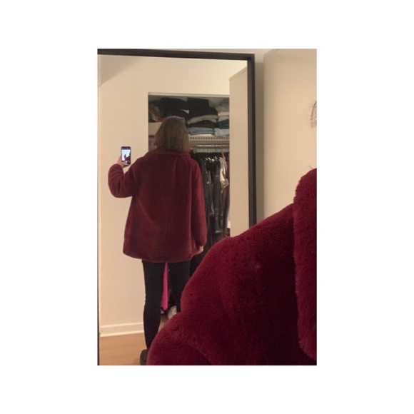 Burgundy Faux Fur Jacket - Picture 8 of 8
